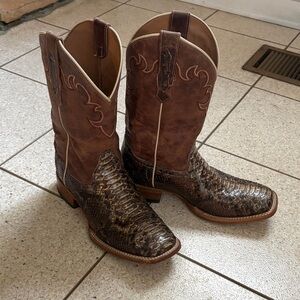 Men’s exotic python western square toe boots